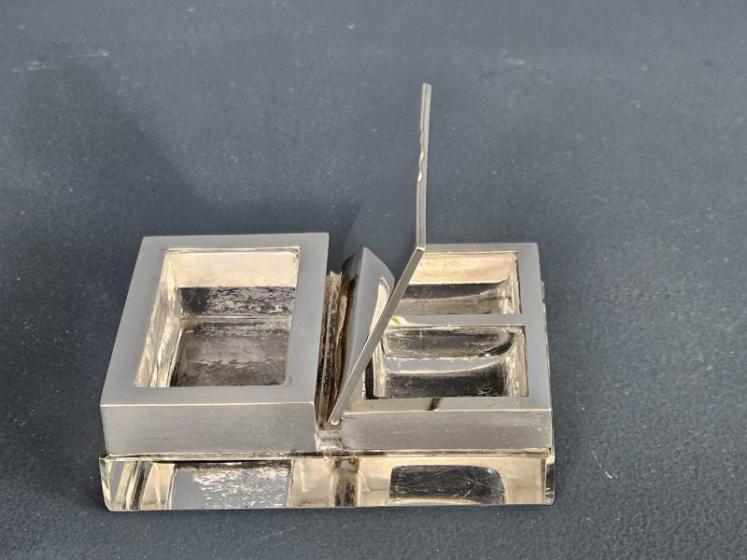 Unusual Silver and Crystal Stamp Box and Moistener - Image 4