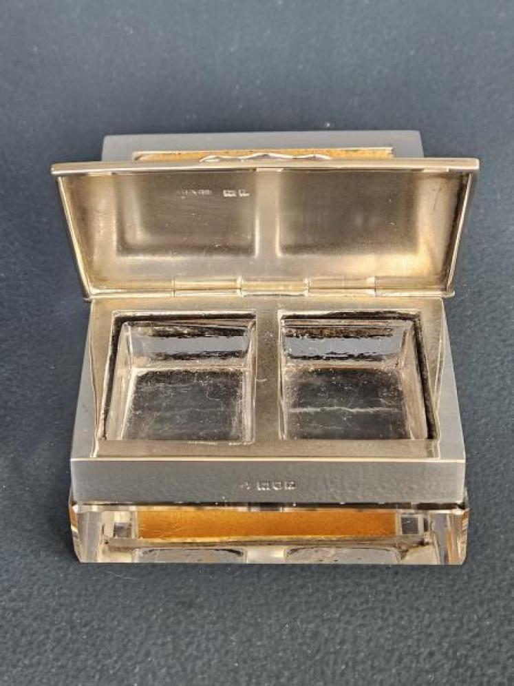 Unusual Silver and Crystal Stamp Box and Moistener - Image 5