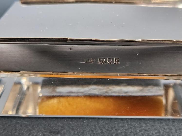 Unusual Silver and Crystal Stamp Box and Moistener - Image 6