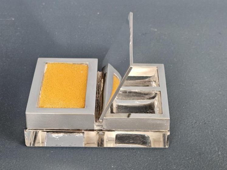 Unusual Silver and Crystal Stamp Box and Moistener - Image 7