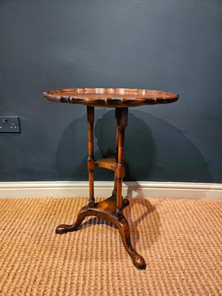 Edwardian Walnut Tripod Lamp Table - Image 2