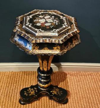Superb Victorian Japanned Work Table