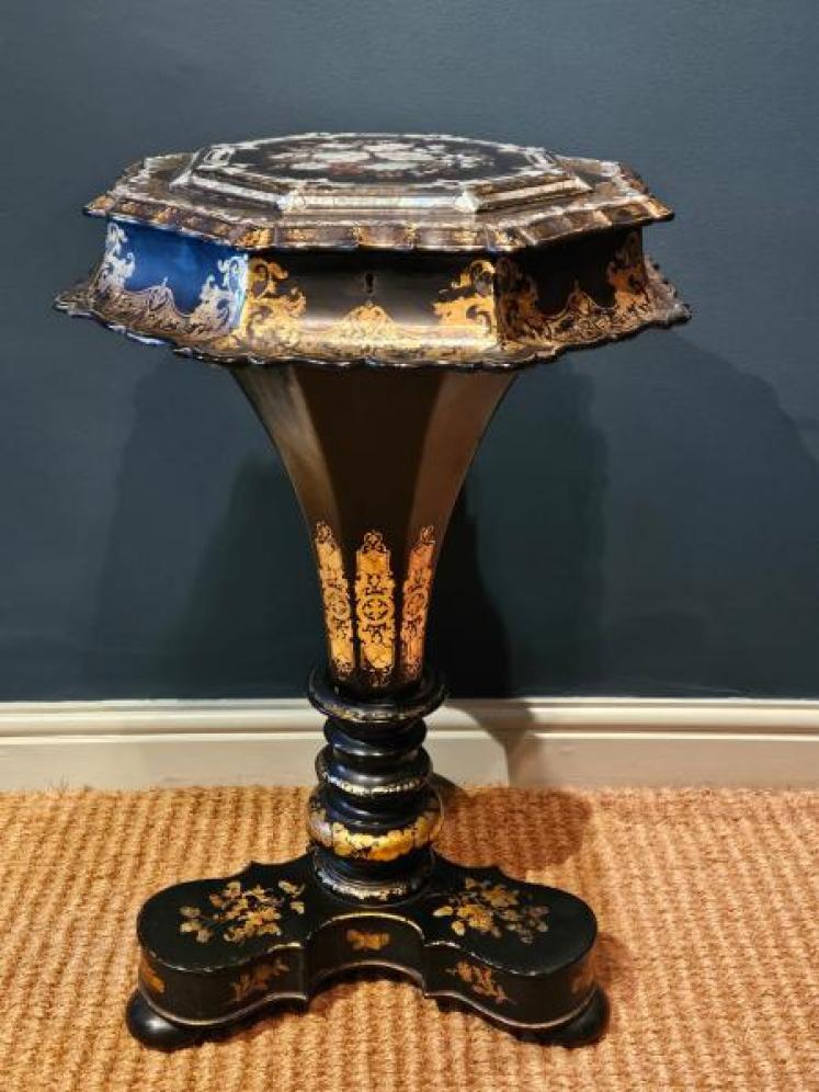 Superb Victorian Japanned Work Table - Image 2