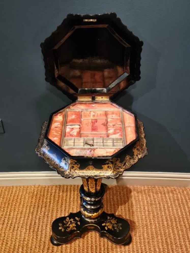 Superb Victorian Japanned Work Table - Image 4