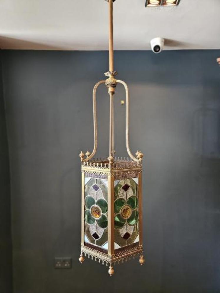 Superb Victorian Leaded Glass Lantern - Image 1