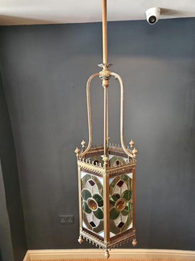 Superb Victorian Leaded Glass Lantern - Image 2