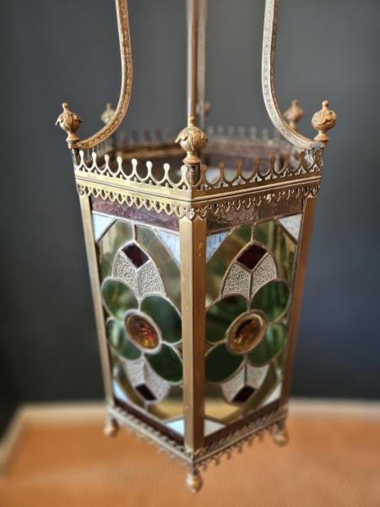 Superb Victorian Leaded Glass Lantern - Image 3
