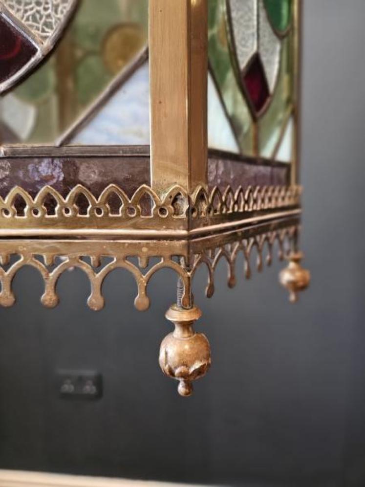 Superb Victorian Leaded Glass Lantern - Image 6