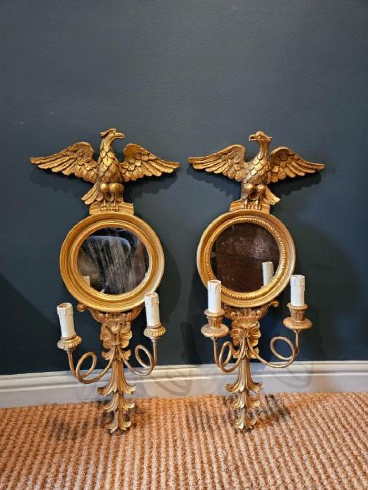 Pair of Mirror Back Wall Sconces - Image 1