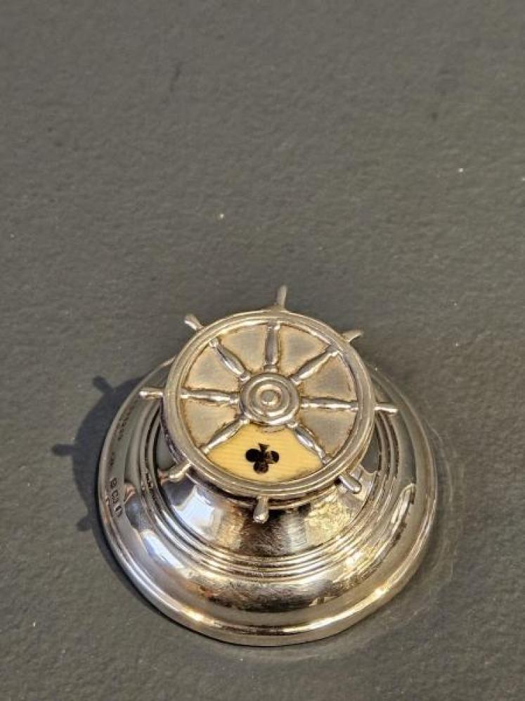 Sampson Mordan Edwardian Silver Ships Wheel Bridge Marker - Image 2