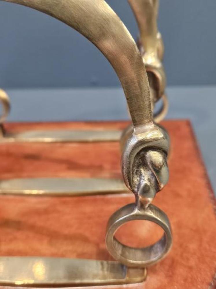 Brass and Leather Riding Stirrup Letter Rack - Image 4