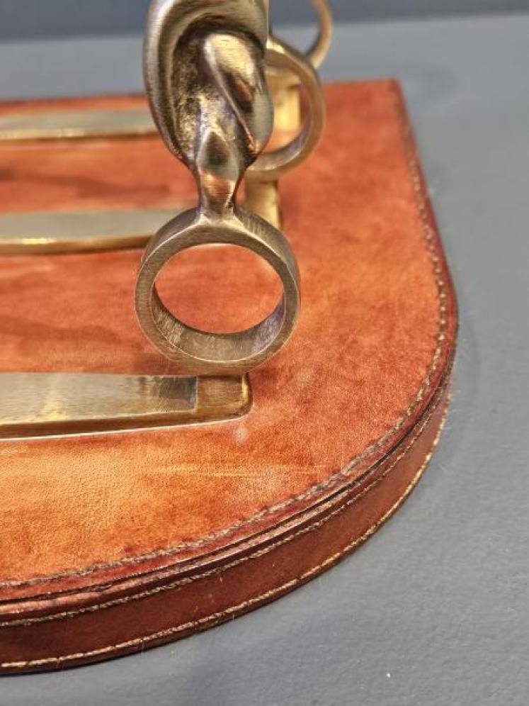 Brass and Leather Riding Stirrup Letter Rack - Image 5