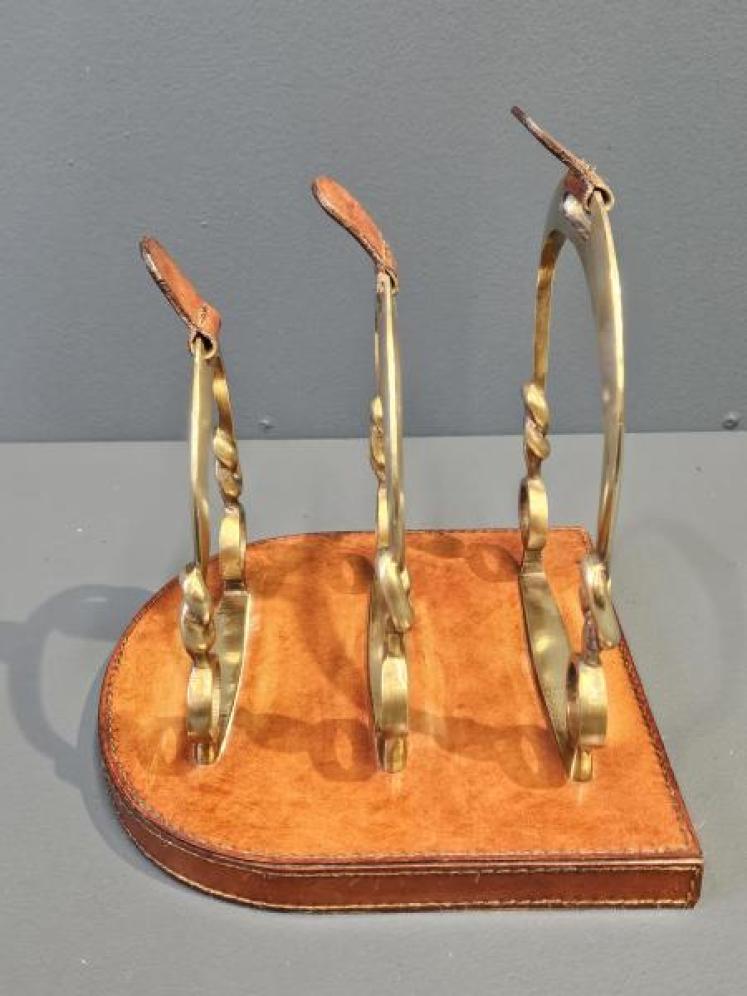 Brass and Leather Riding Stirrup Letter Rack - Image 6
