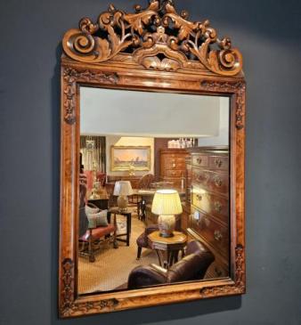 Quality William and Mary Style Walnut Mirror 