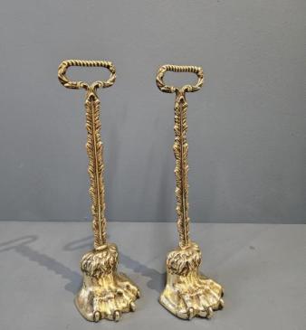 Pair of Regency Brass Paw Foot Door Stops 