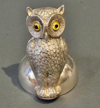 Large Edwardian Silver Four Head Owl Calling Card Holder