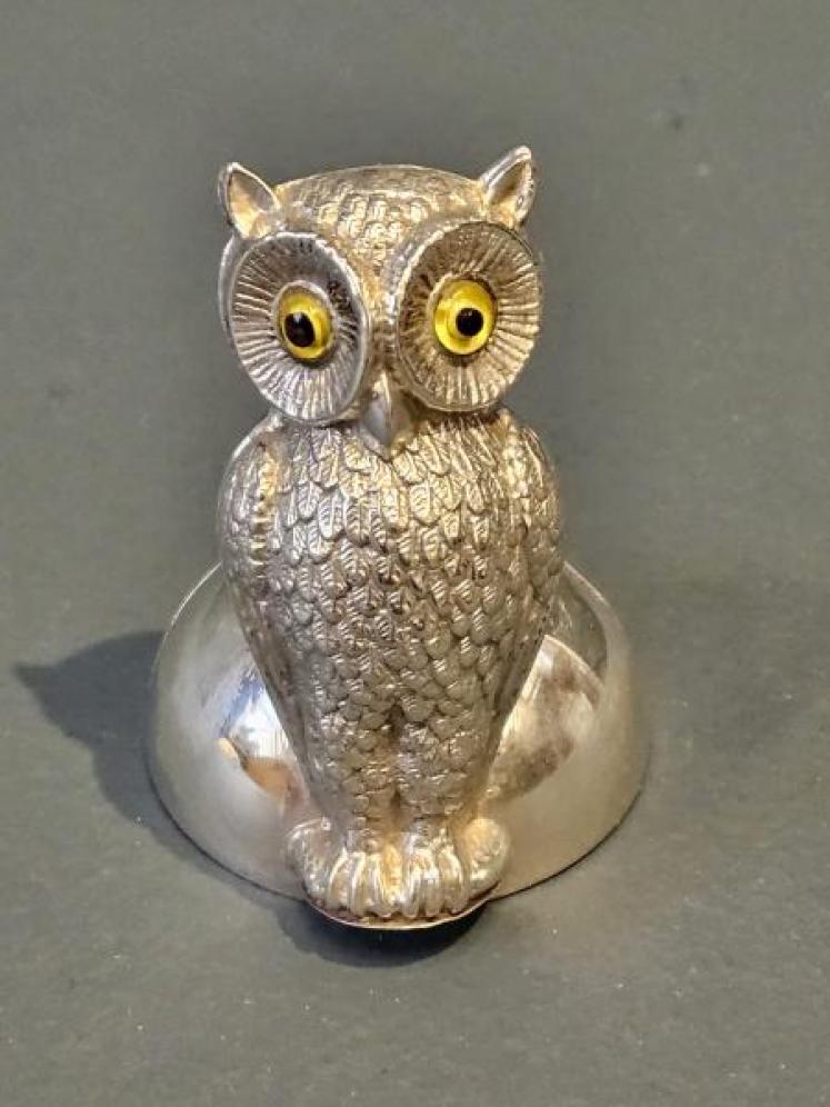 Large Edwardian Silver Four Head Owl Calling Card Holder - Image 1