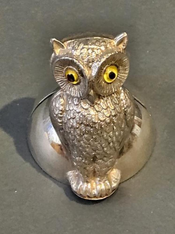 Large Edwardian Silver Four Head Owl Calling Card Holder - Image 7