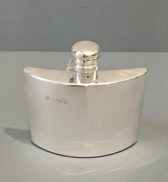 Immaculate Sampson Mordan Crescent Shaped Hip Flask
