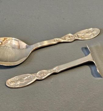 Little Boy Blue Silver Pusher and Spoon 