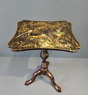 Edwardian Chinoiserie Wine Table with Tripod Foot