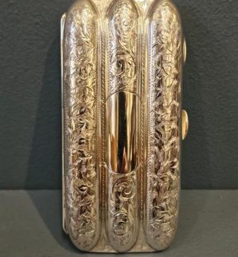 Superb Victorian Engraved Chester Silver 5 troy oz Cigar Case 