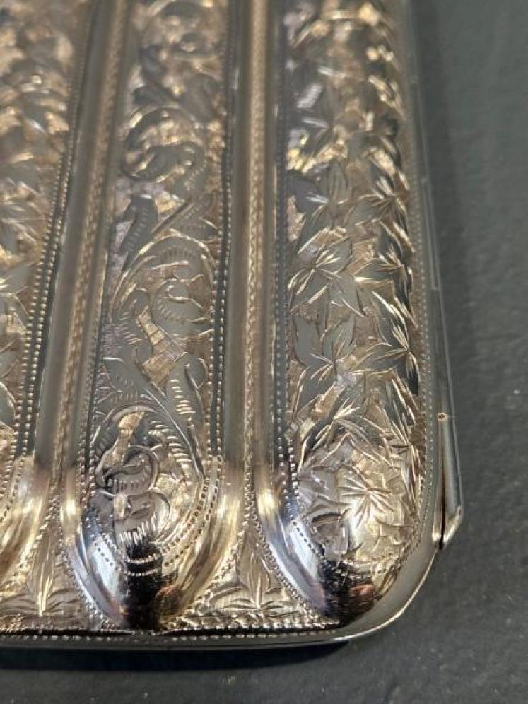 Superb Victorian Engraved Chester Silver 5 troy oz Cigar Case  - Image 5