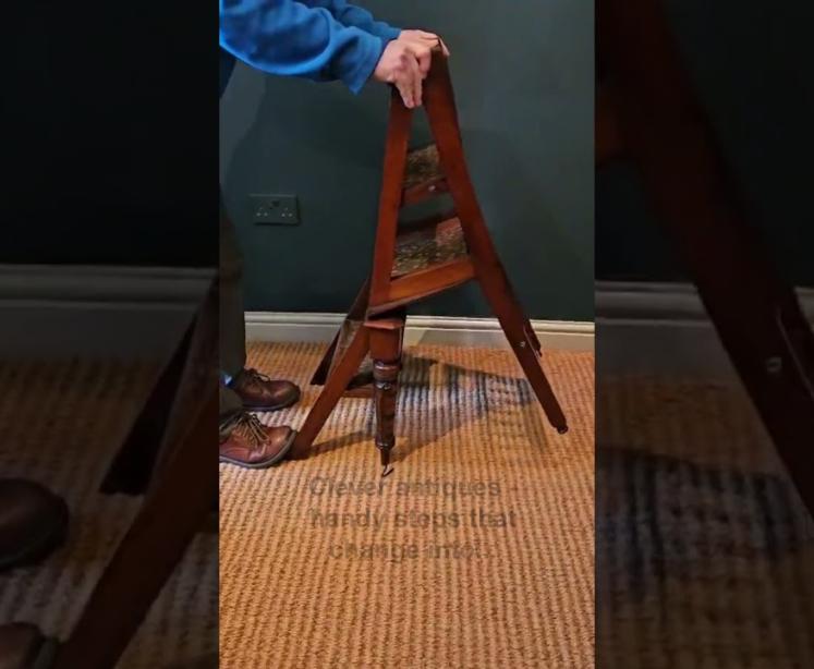 Victorian Walnut Metamorphic Library Steps - Video