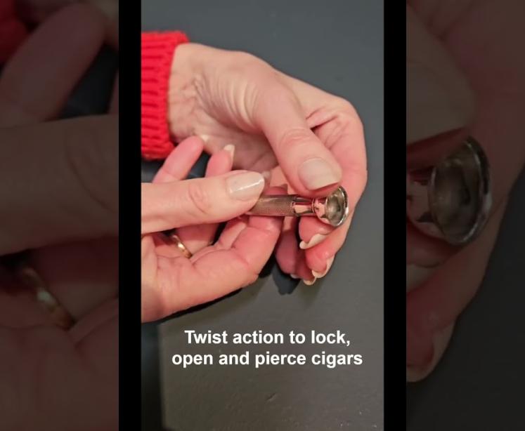 Silver Twist Action Cigar Piercer - Video