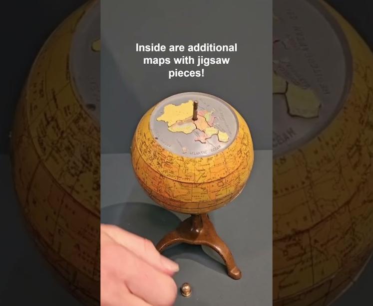 Rare 1920's Geographic Educator Jigsaw Globe  - Video