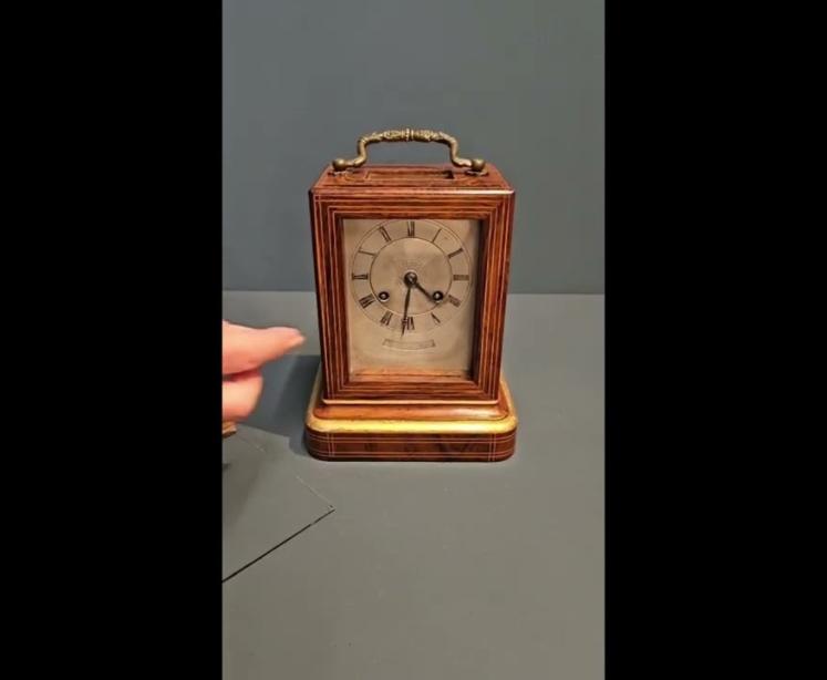 Regency Inlaid Rosewood Bell Chiming Mantel Clock - Video
