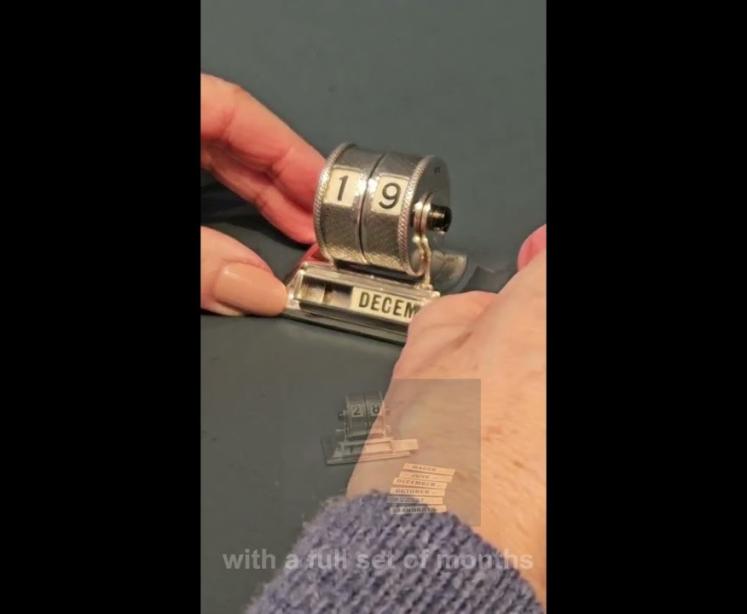 Engine Turned Silver Perpetual Desk Calendar - Video