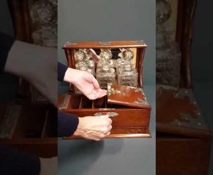 Victorian Oak After Dinner Tantalus - Video