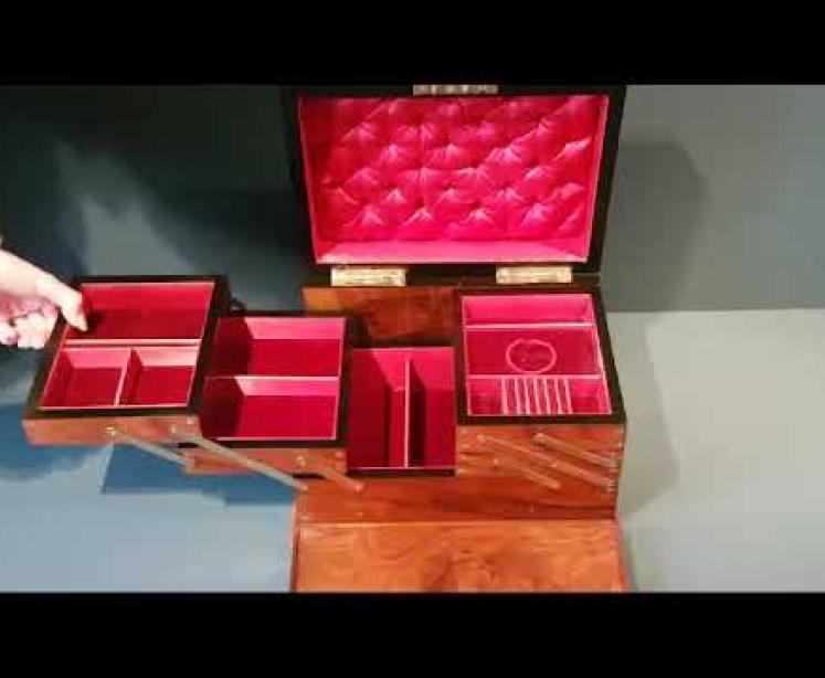 Large Victorian Fold Out Jewellery Box - Video