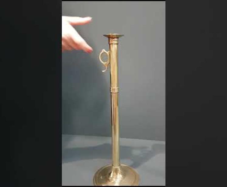 Pair of Tall George III Brass Candlesticks - Video