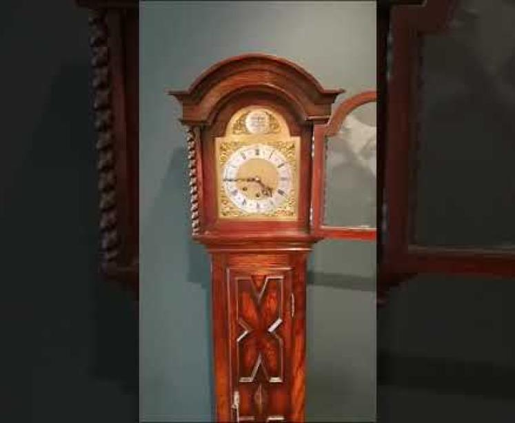 Quality Edwardian Oak Grandmother Clock - Video