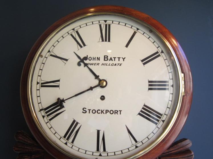Mid Victorian Brass Inlaid Fusee Drop Dial Wallclock - Image 2