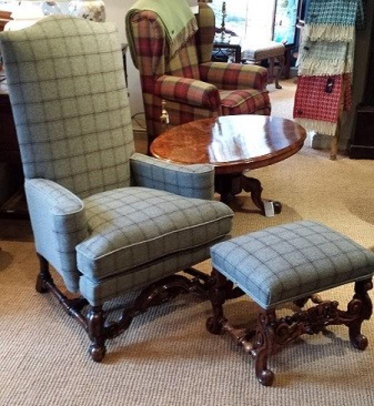 Victorian Carved Walnut Chair And Foot Stool - Image 1