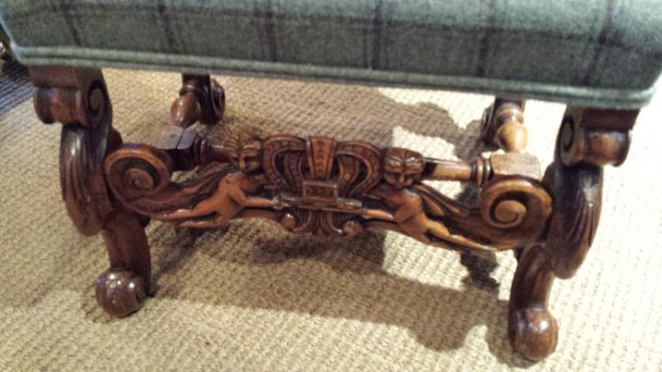Victorian Carved Walnut Chair And Foot Stool - Image 5