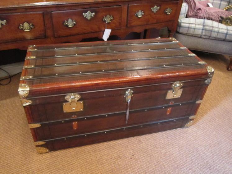 Stunning 19th Century French Leather Cabin Trunk - Image 1