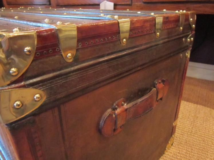 Stunning 19th Century French Leather Cabin Trunk - Image 2