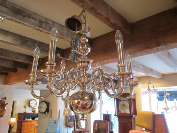 Small Edwardian Nickel Plated Chandelier - Image 1