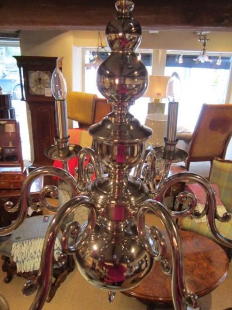 Small Edwardian Nickel Plated Chandelier - Image 3