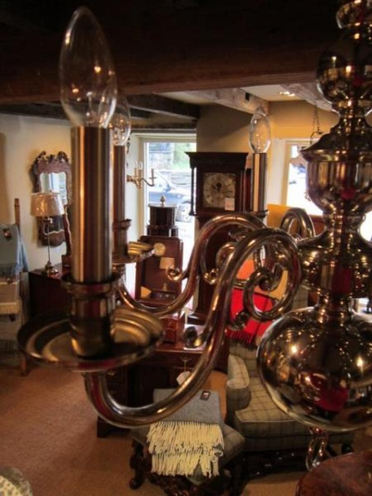 Small Edwardian Nickel Plated Chandelier - Image 4