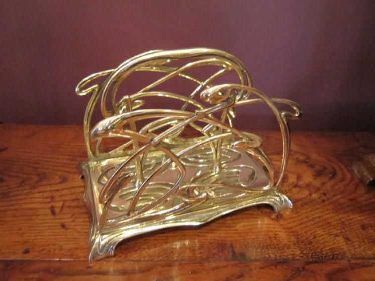 Stylish Art Nouveau Brass Letter Rack - Image 1