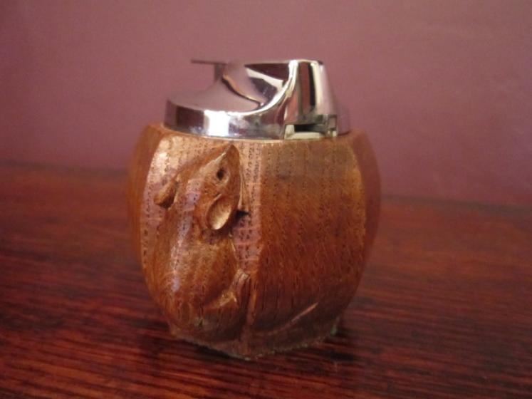 Rare Mouseman Oak Table Lighter - Image 2