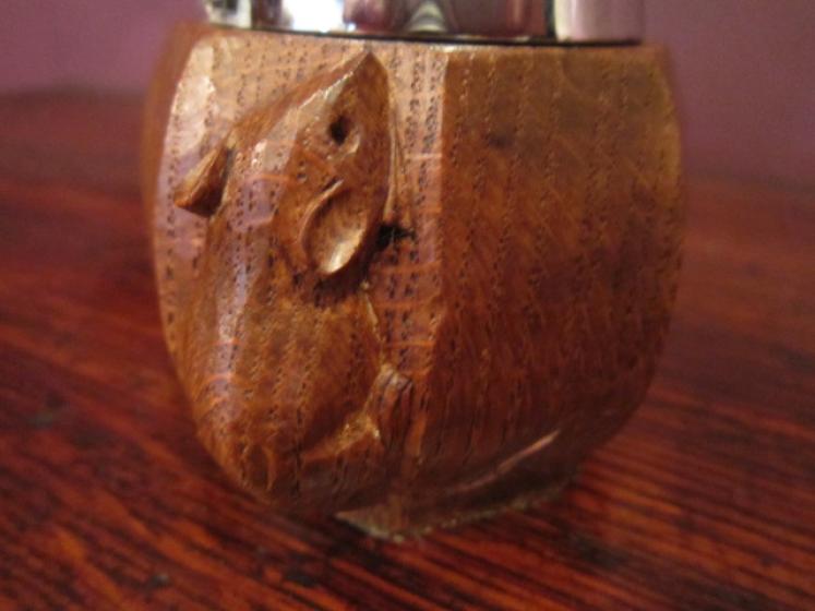 Rare Mouseman Oak Table Lighter - Image 5