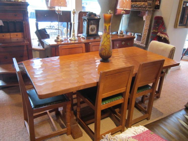 Superb 1950's Mouseman Dining Table & Six Chairs - Image 1