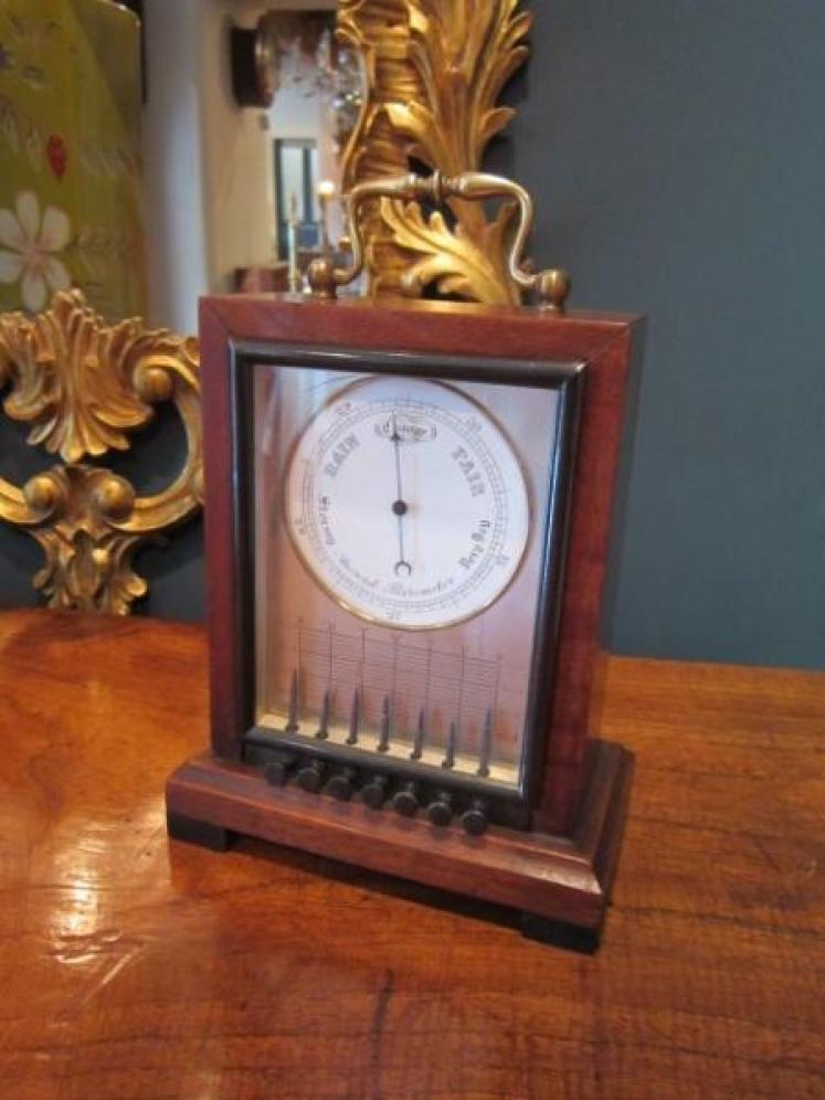 Unusual Victorian Mahogany Desktop Barometer - Image 1