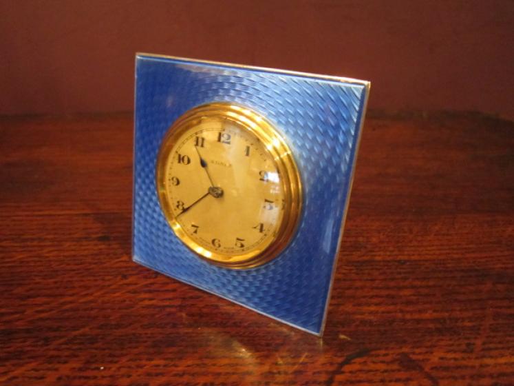 Art Deco Enamel & Silver Travelling Clock - Image 1